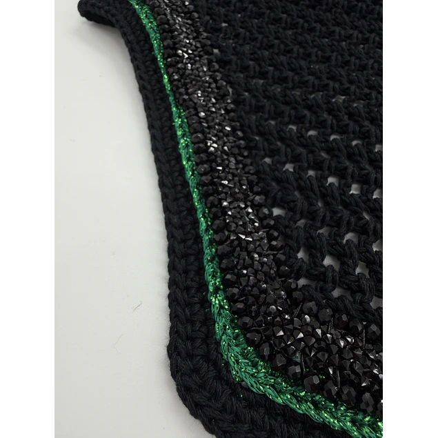 Black Rhinestone With Emerald Green Sparkle