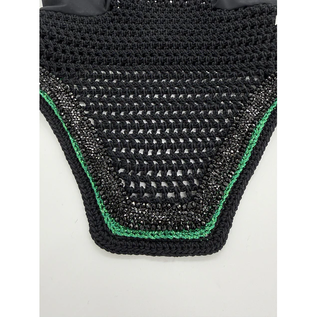 Black Rhinestone With Emerald Green Sparkle