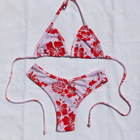 Set top Triangulo + bottom Malia Hibisco
