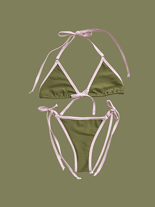 Set top triangulo argolla + bottom ilona amarras Oliva baby pink