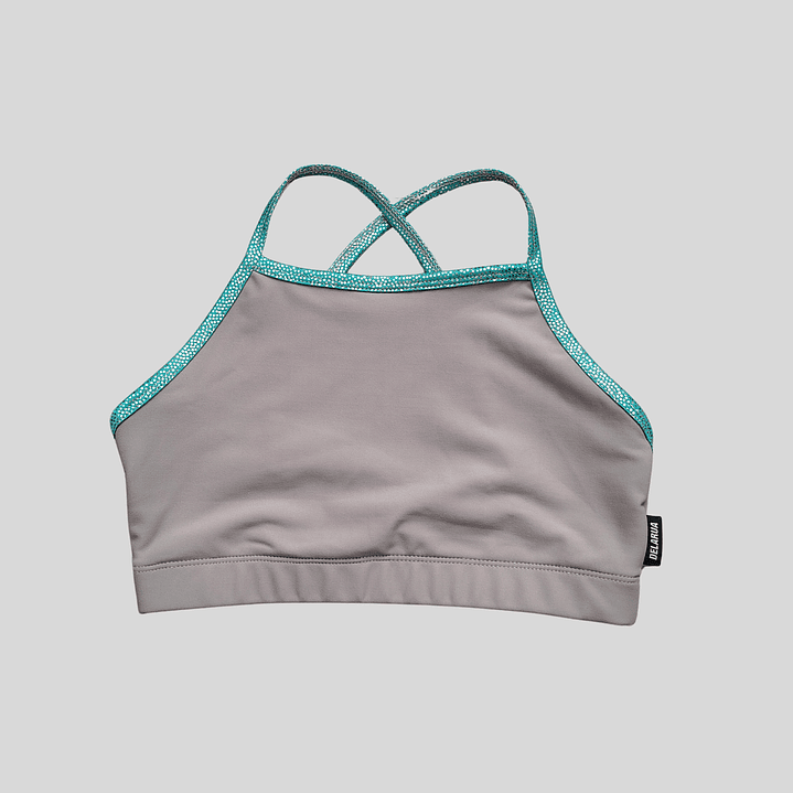 Top Cher básico gris ceniza verde brillos 2