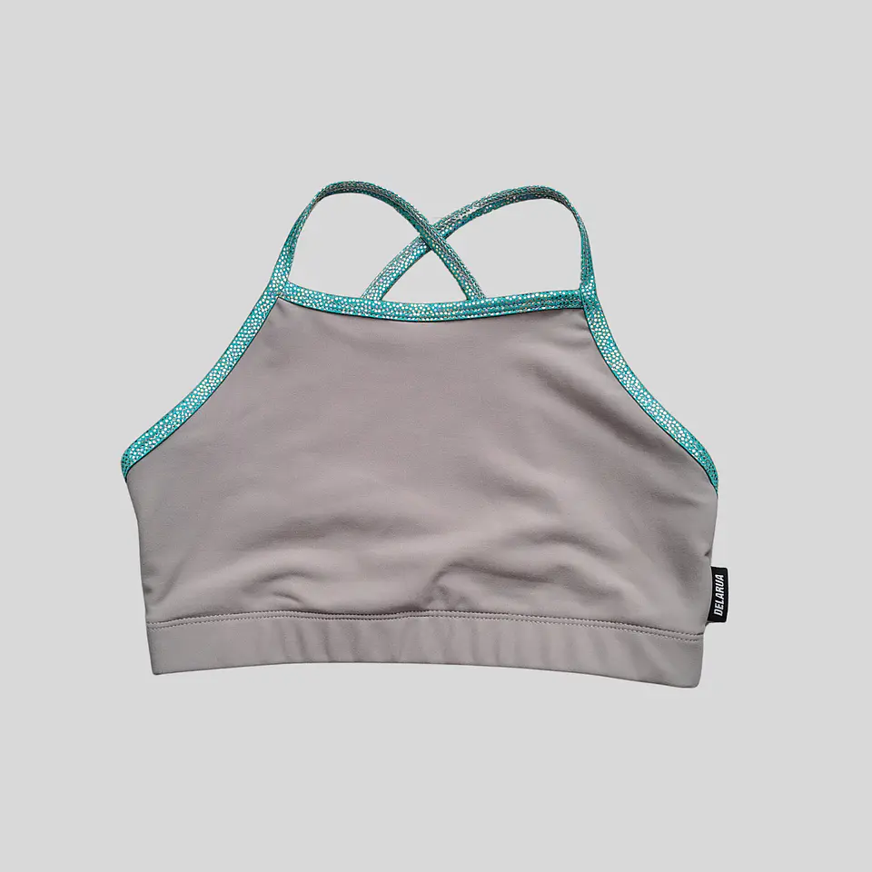 Top Cher básico gris ceniza verde brillos M 2
