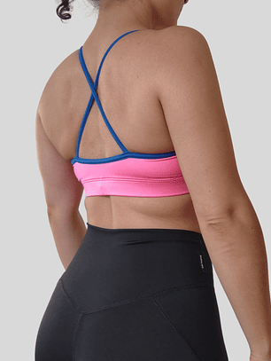 Top Cher básico rosa satin azul