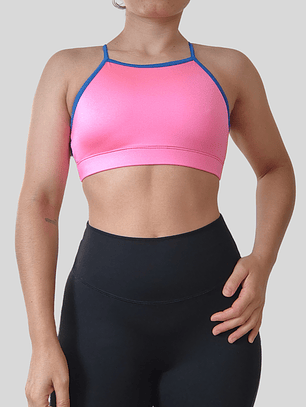 Top Cher básico rosa satin azul