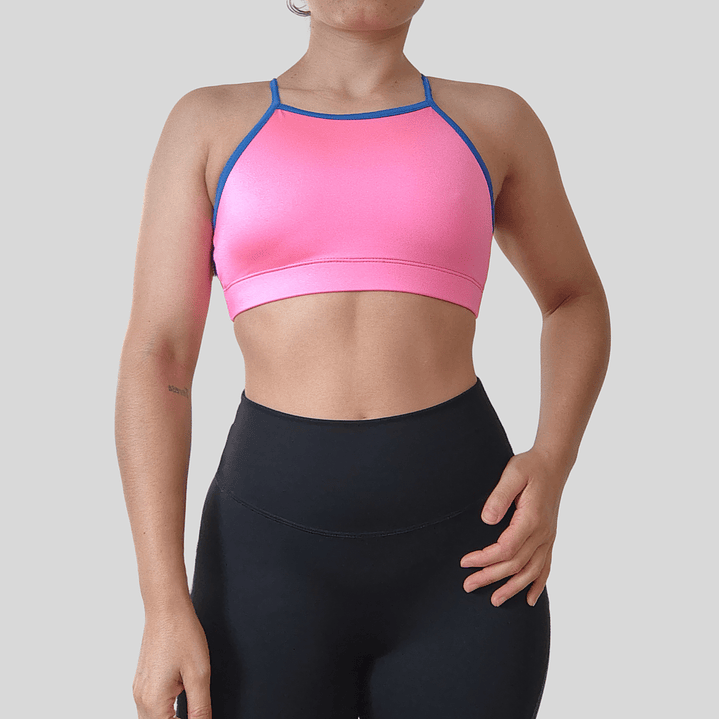 Top Cher básico rosa satin azul 1