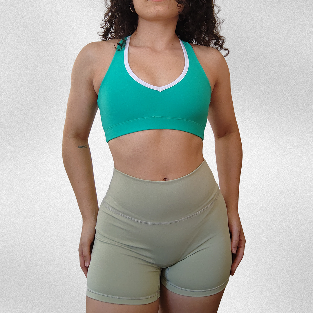 Top Vera Racer verde ribete blanco 1