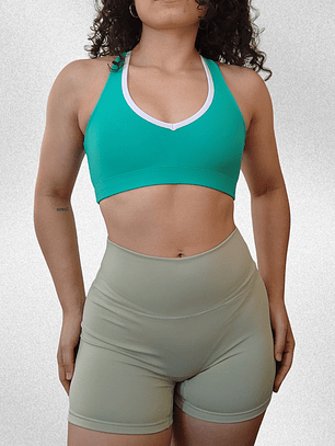 Top Vera Racer verde ribete blanco