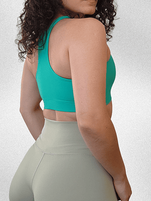 Top Vera Racer verde ribete blanco