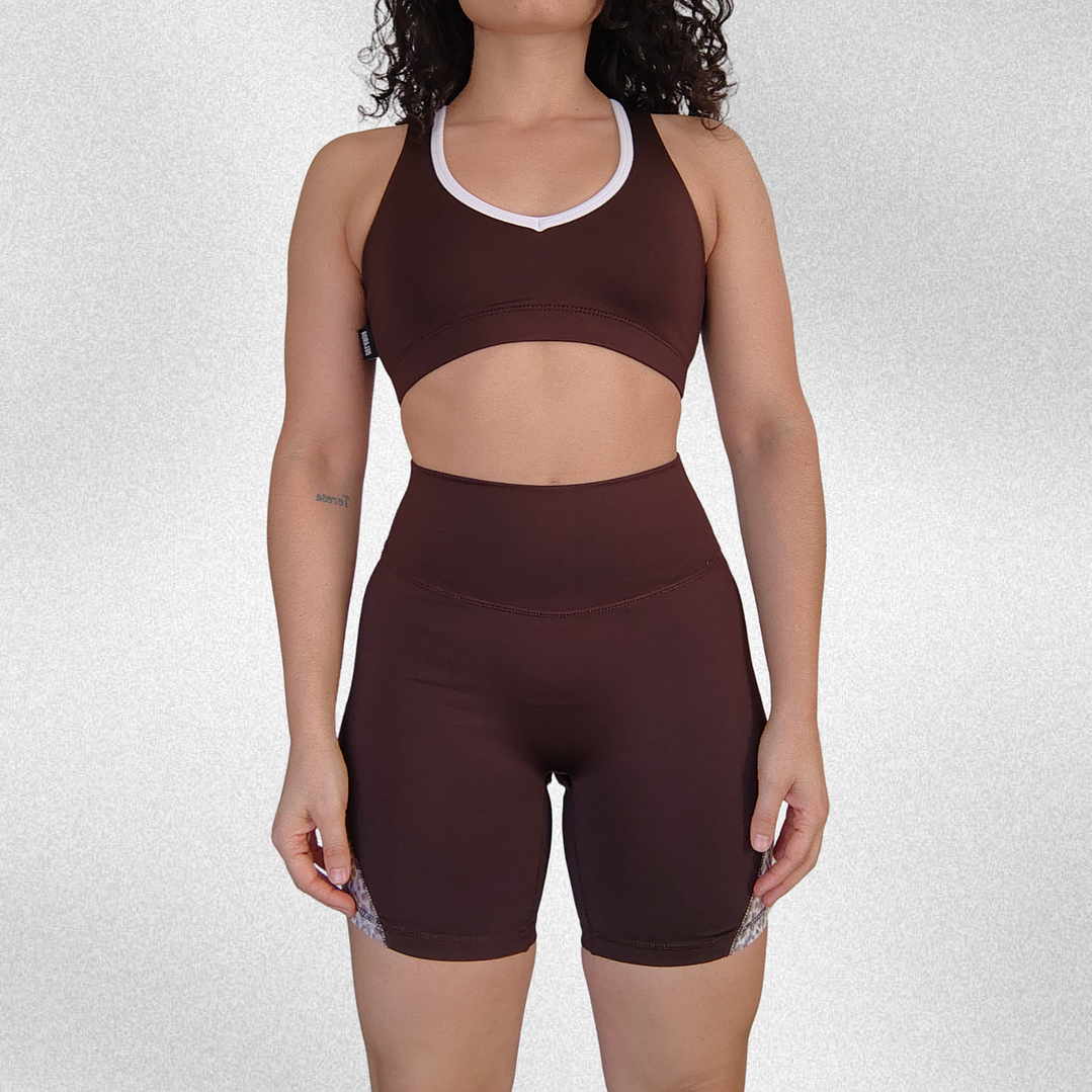 Top Vera Racer café ribete blanco 1