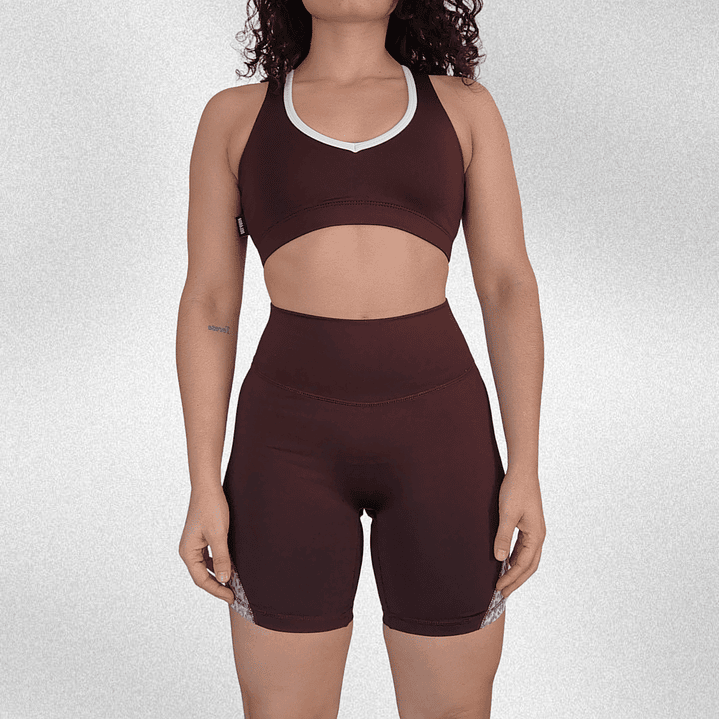 Top Vera Racer café ribete blanco 1