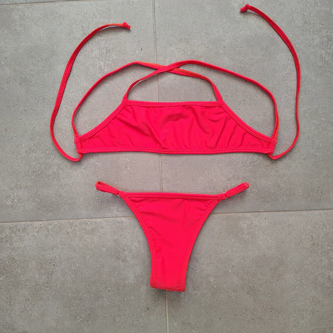 bikini naranjo / rosa talla S 