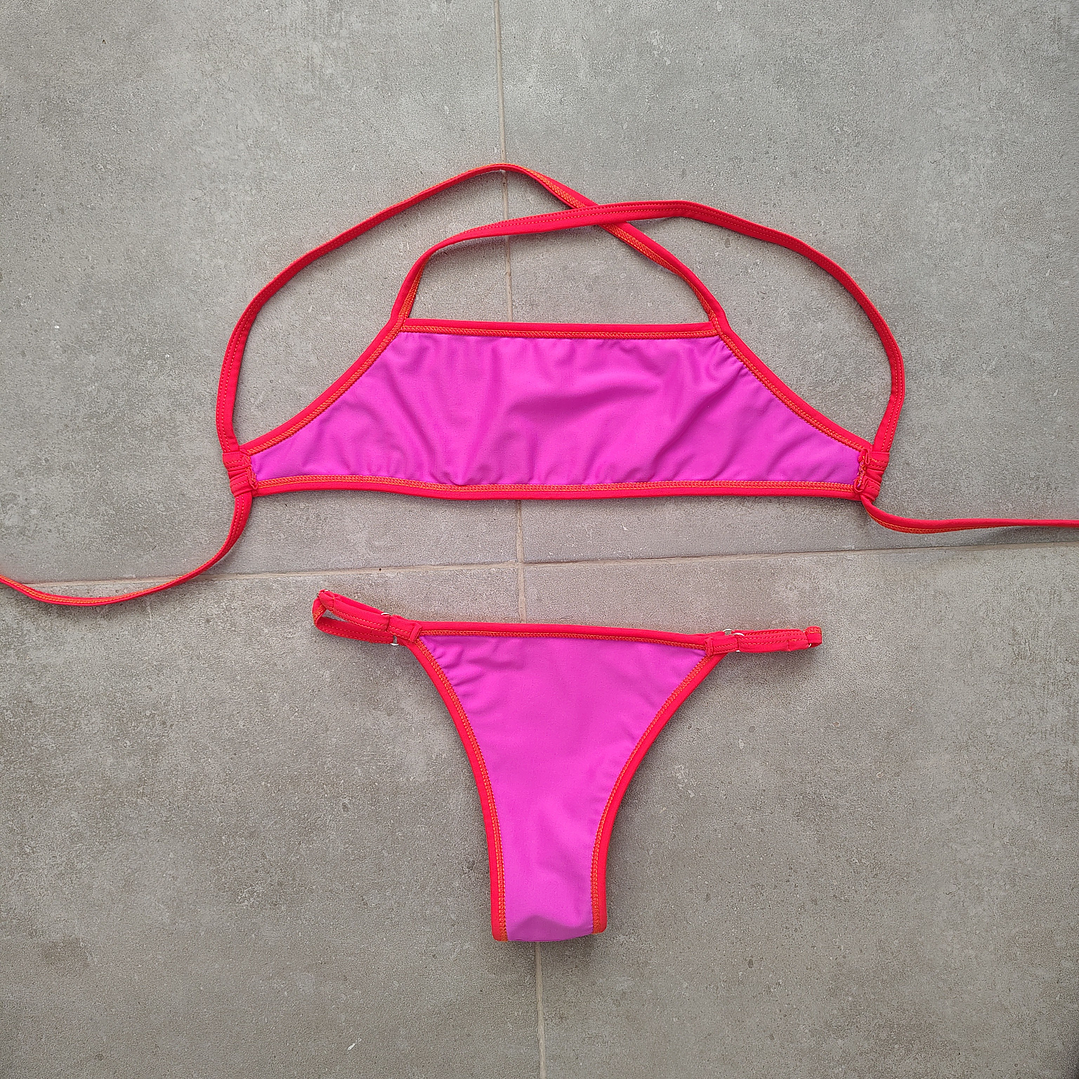 bikini naranjo / rosa talla S  2