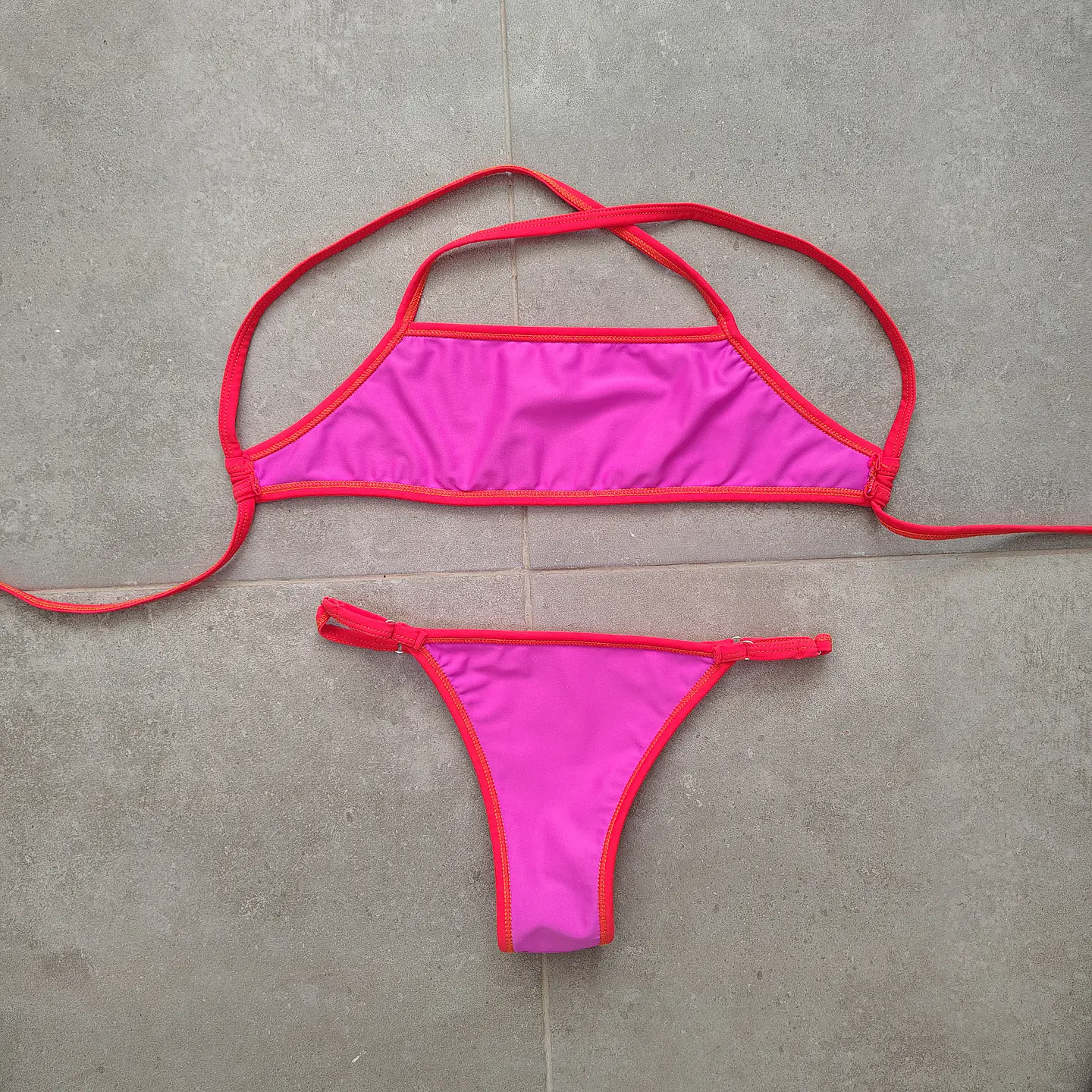bikini naranjo / rosa talla S  2