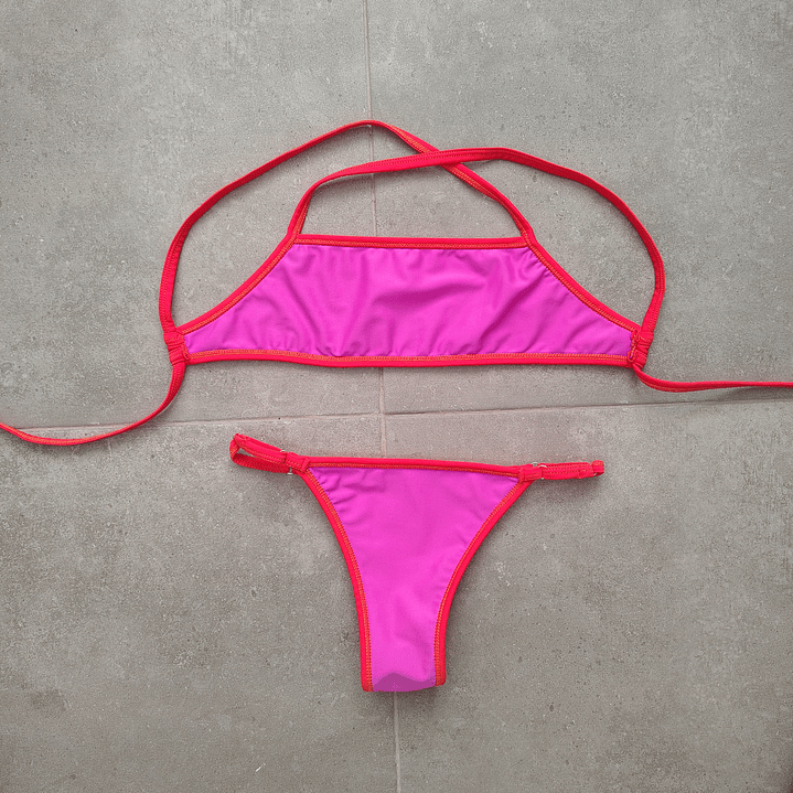 bikini naranjo / rosa talla S  2