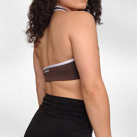 Top Vera halter café ceniza blanco