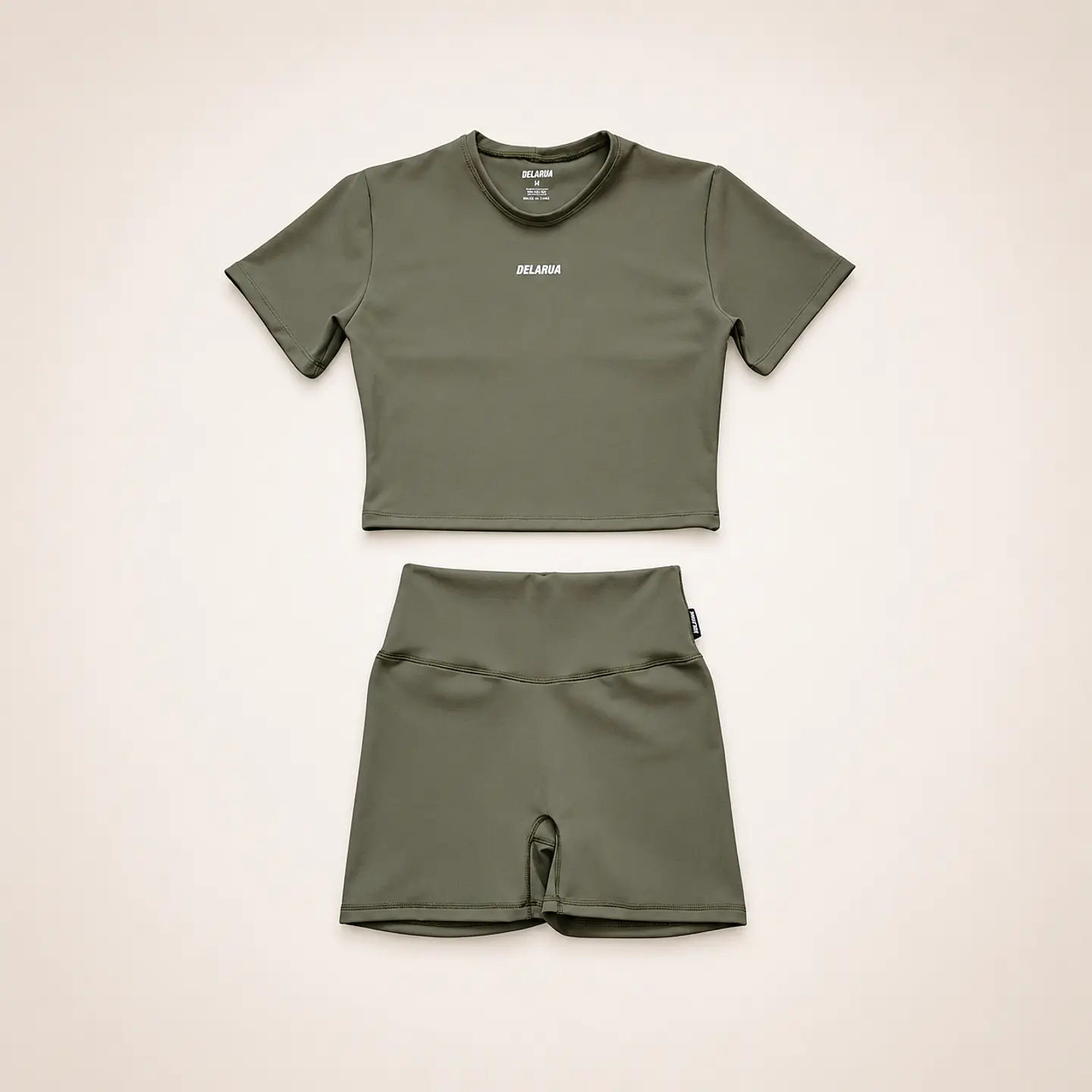 Set Manga corta crop + Short Sense 10 v-shape Verde musgo M/L 1