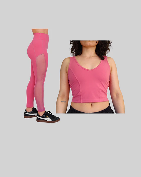 Pack Top Serena + calza Panel M palo rosa 