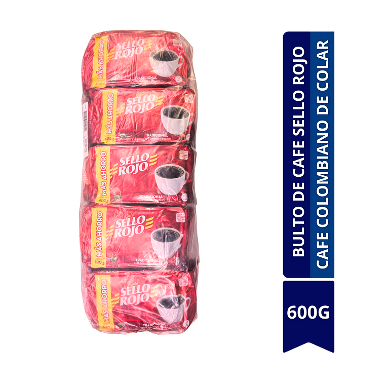 BULTO DE CAFE SELLO ROJO CAFE COLOMBIANO DE COLAR DE 600G 1