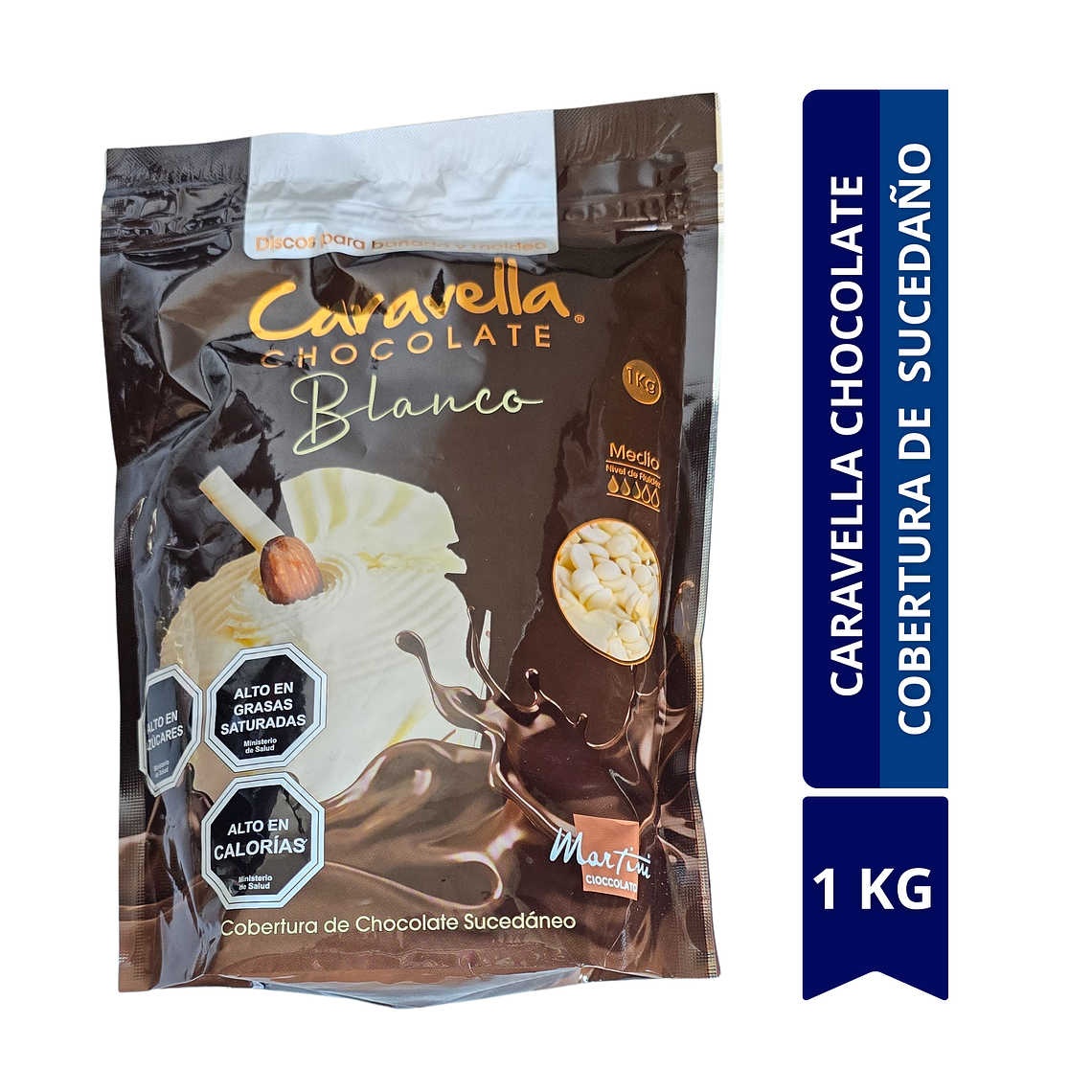 CARAVELLA CHOCOLATE BLANCO COBERTURA DE CHOCOLATE SUCEDAÑO 1 KG 1