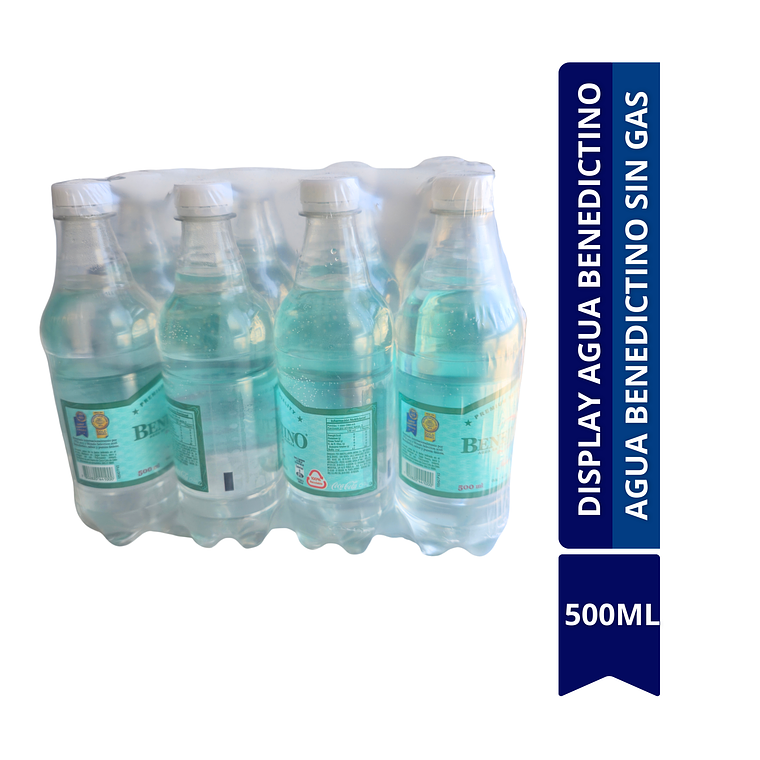 DISPLAY AGUA BENEDICTINO DE 500ML	AGUA BENEDICTINO SIN GAS 2