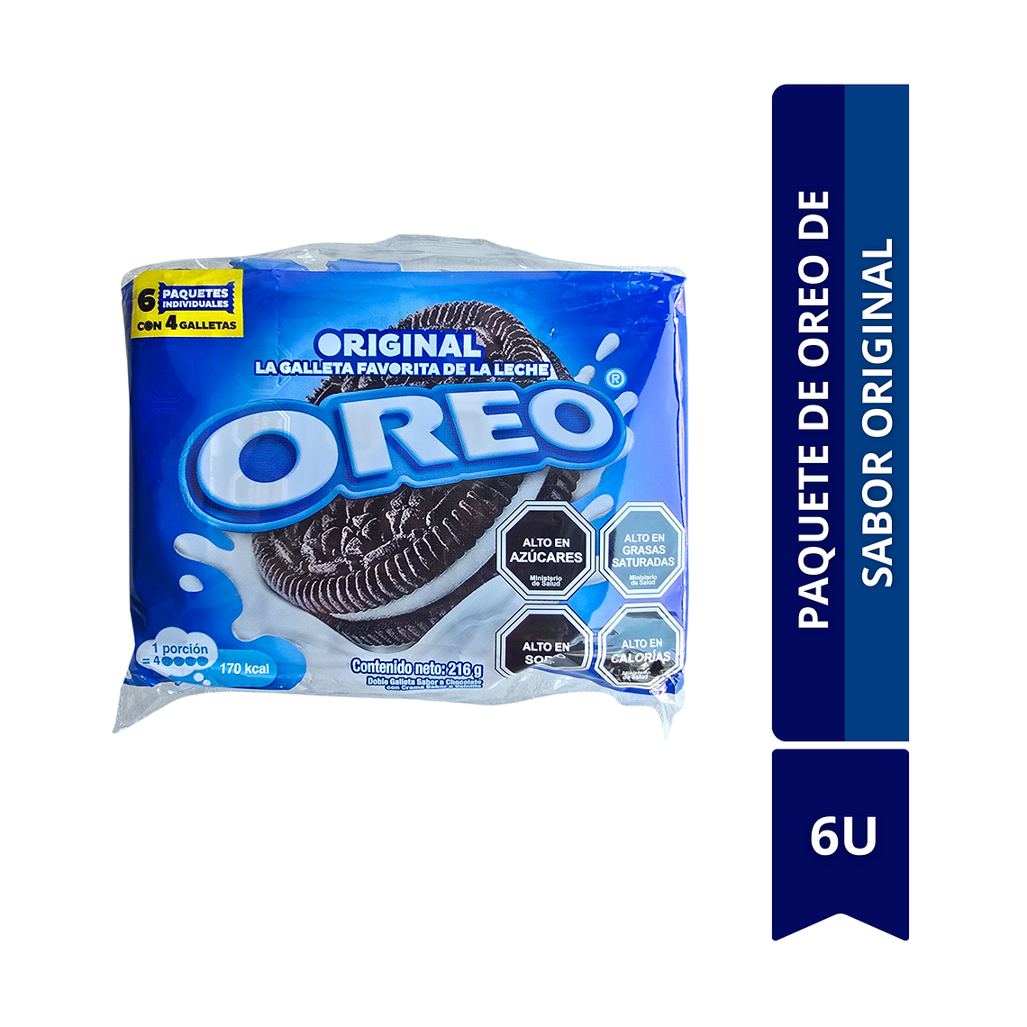 PAQUETE DE OREO DE 6 UNID SABOR ORIGINAL 216G	 1