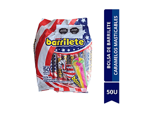 BOLSA DE BARRILETE DE CARAMELOS MASTICABLES 50 UNID 