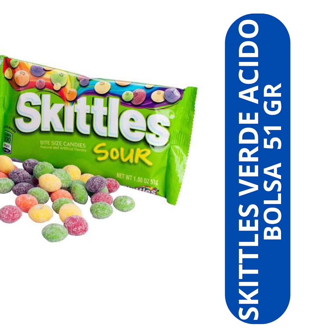 SKITTLES ACIDOS CARAMELOS MASTICABLES 51 GR  1