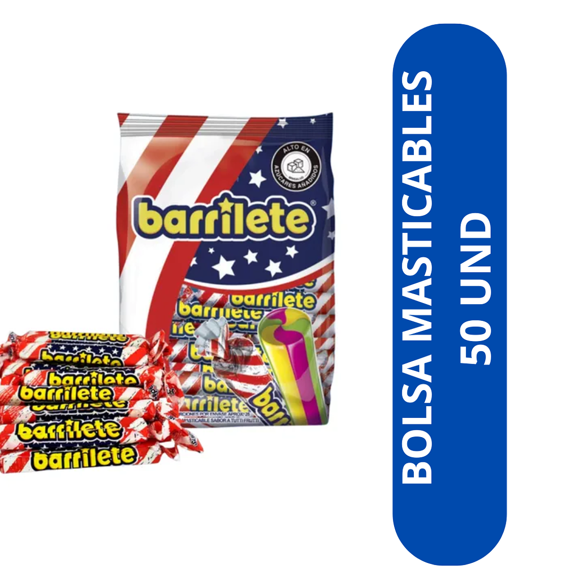 MASTICABLE FRUTALES BARRILETE BOLSA 50 UNIDADES 3 BOLSAS  1