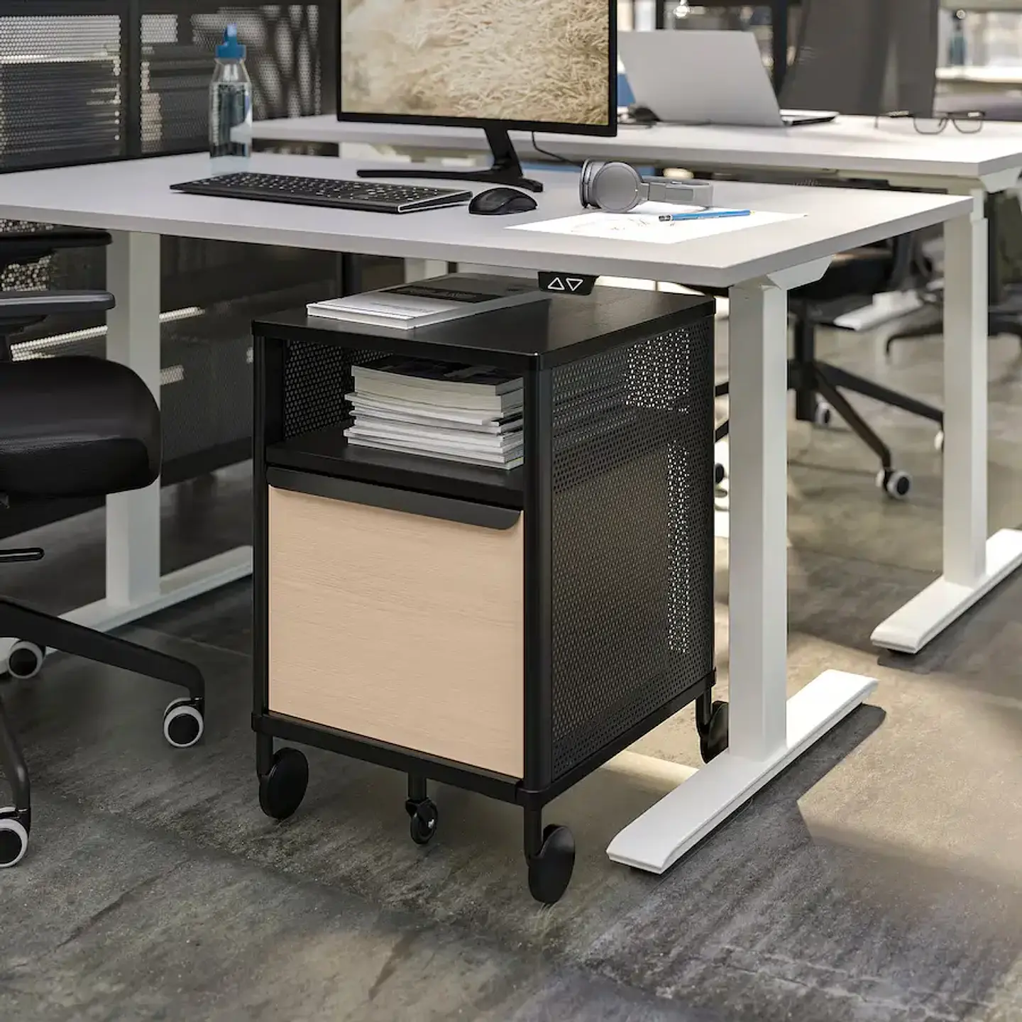 Adjustable desk, gray/white RODULF 1