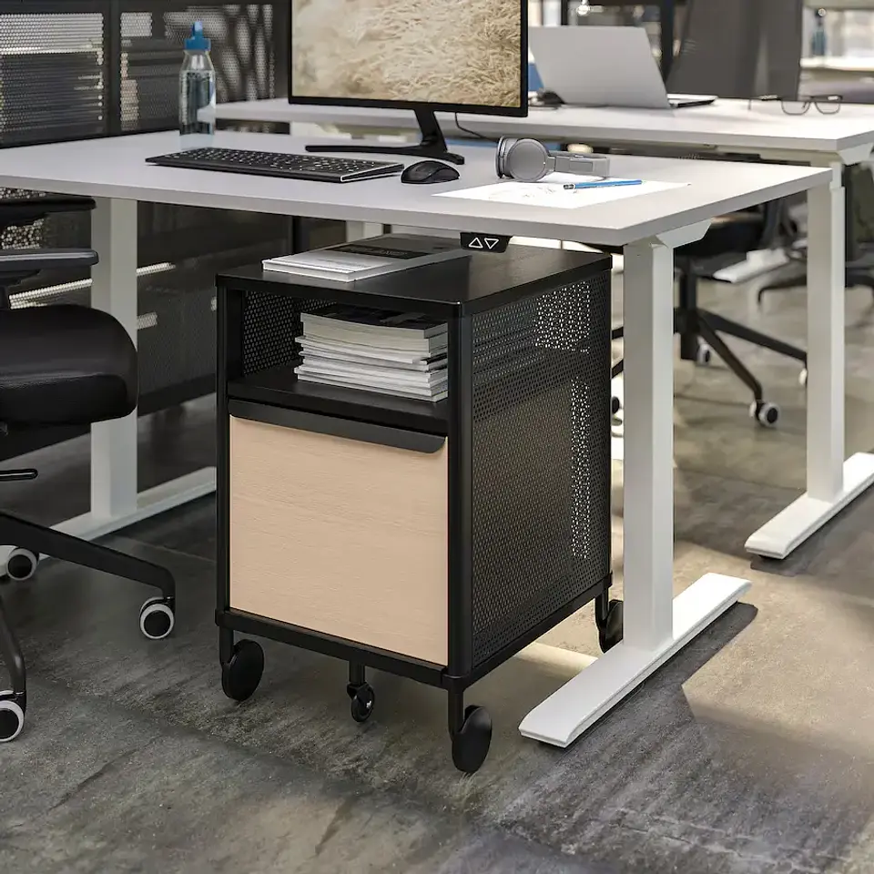 Adjustable desk, gray/white RODULF 1