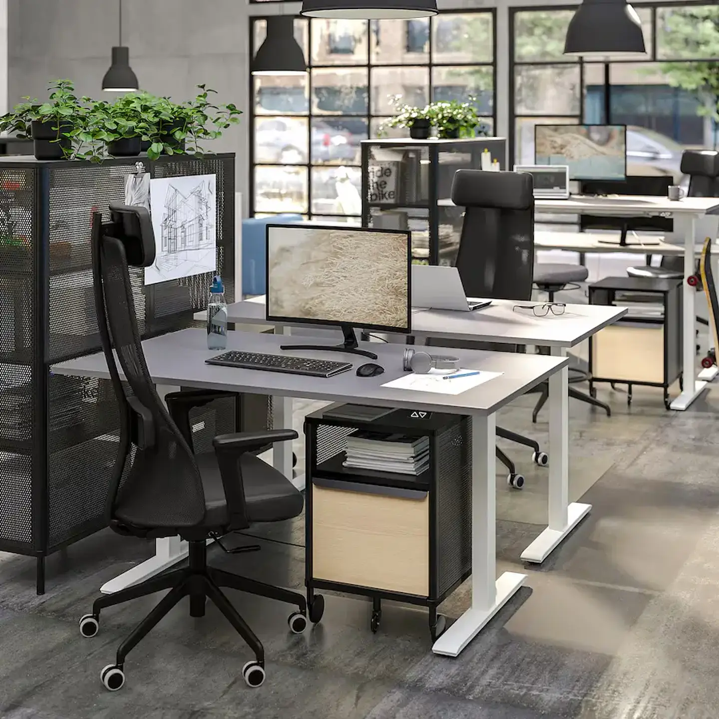 Adjustable desk, gray/white RODULF 6