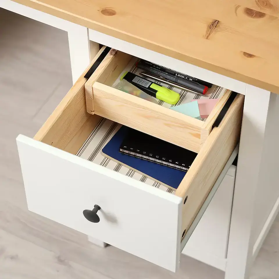 Desk, white/sepia tint HEMNES 1
