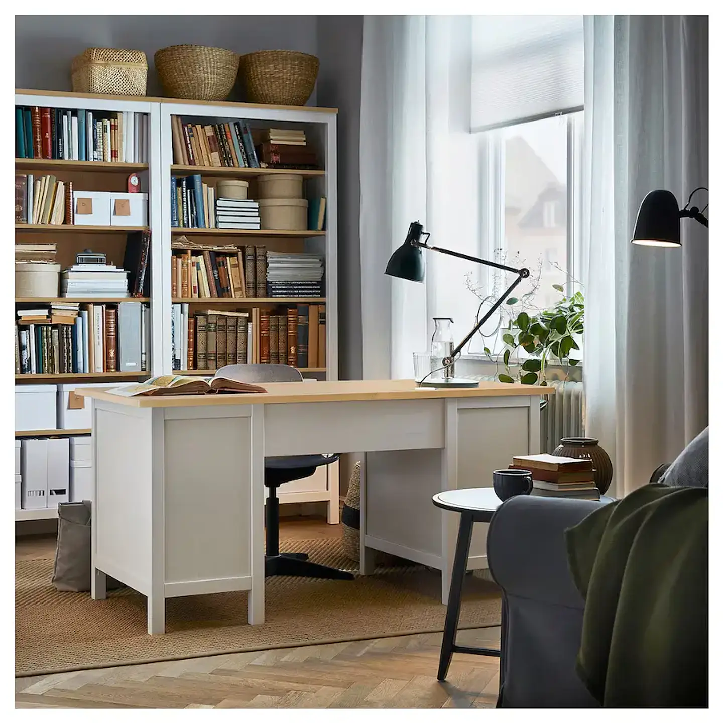 Desk, white/sepia tint HEMNES 5