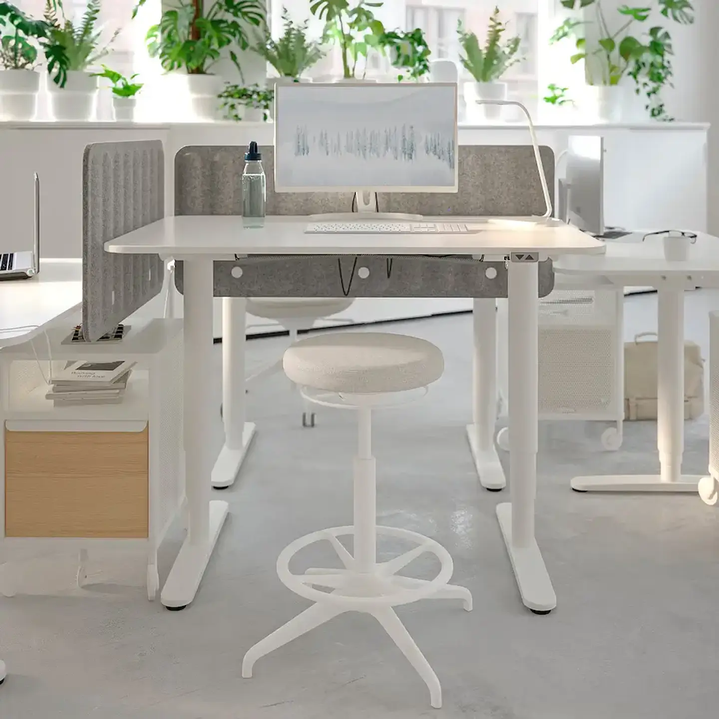 Adjustable-height floor desk, Gunnared beige LIDKULLEN 3
