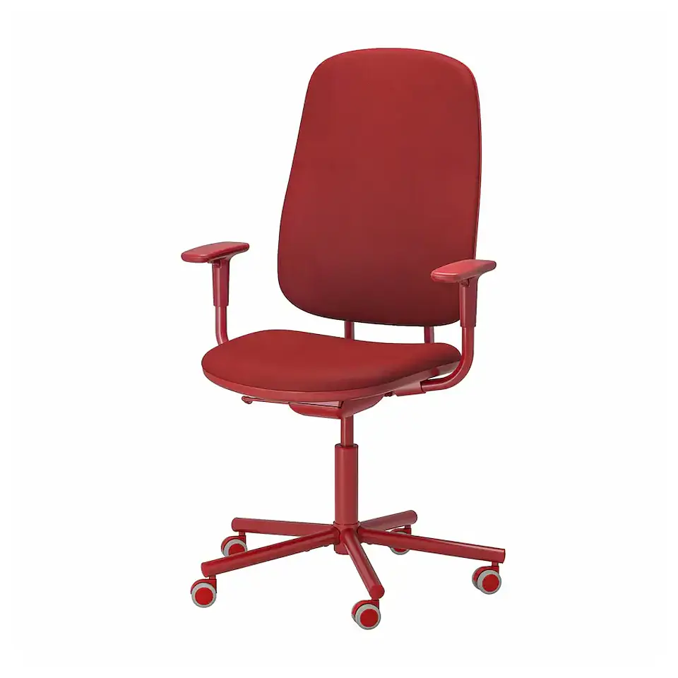Desk chair with armrests, Gräsnäs red SMÖRKULL 1