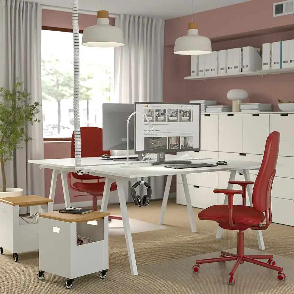Desk chair with armrests, Gräsnäs red SMÖRKULL 3