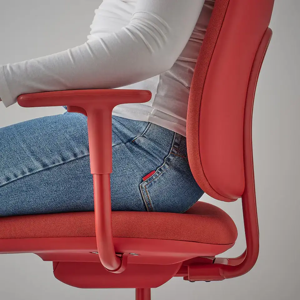 Desk chair with armrests, Gräsnäs red SMÖRKULL 5