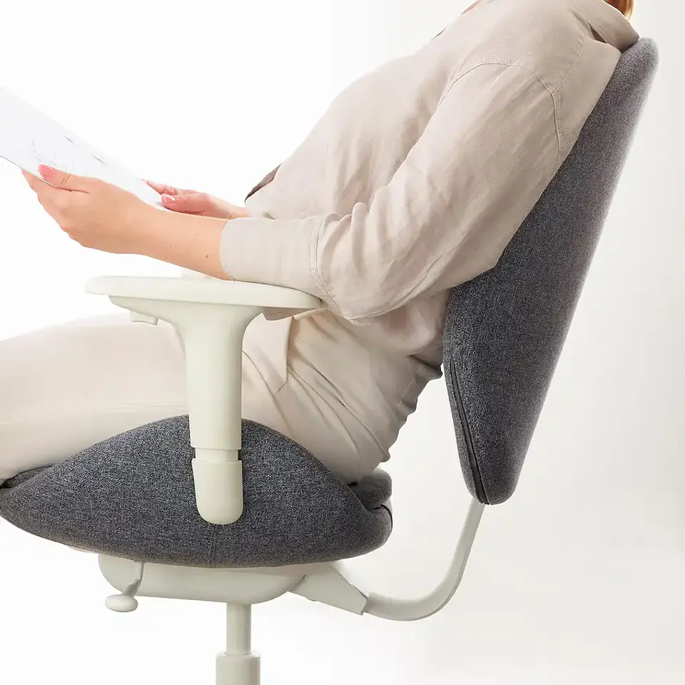 Silla de escritorio con reposabrazos, Gunnared gris/blanco HATTEFJÄLL 2