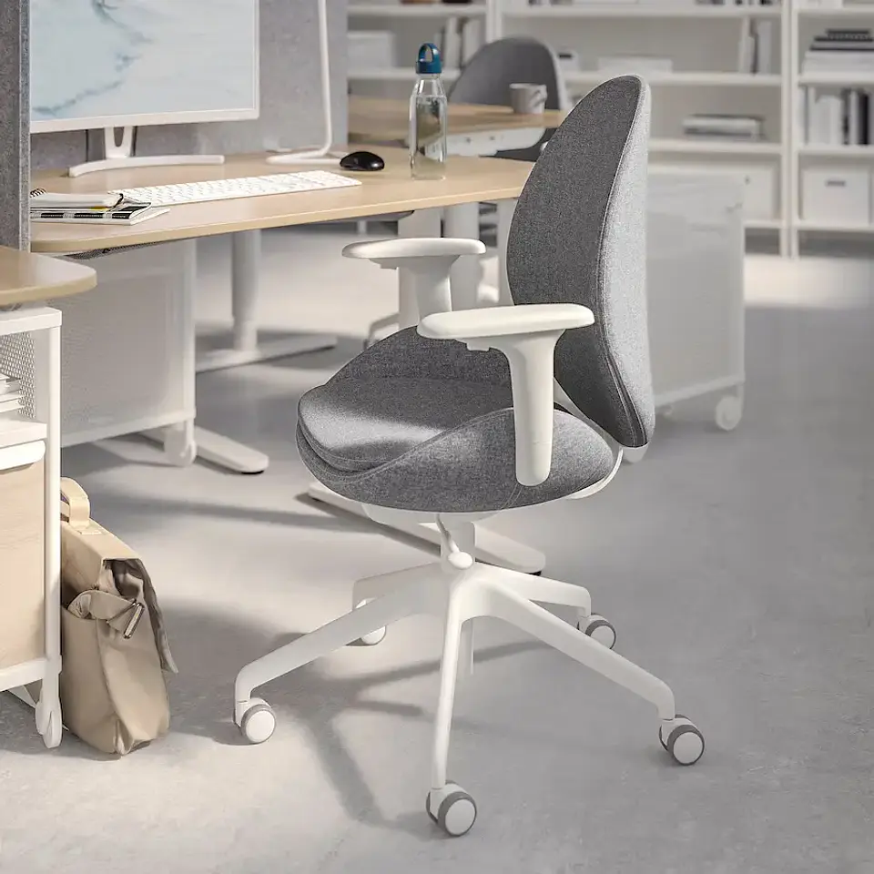 Silla de escritorio con reposabrazos, Gunnared gris/blanco HATTEFJÄLL 5
