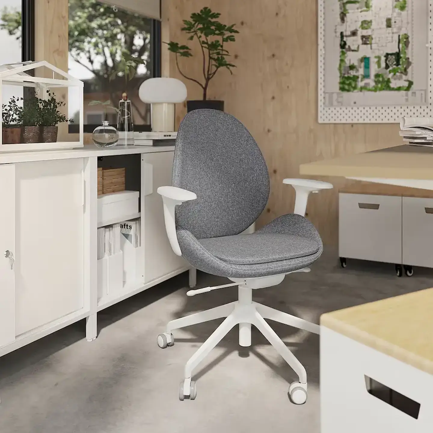 Silla de escritorio con reposabrazos, Gunnared gris/blanco HATTEFJÄLL 6