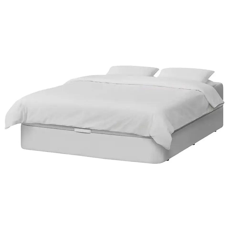 Upholstered trunk bed, Bomstad white KVITSÖY 1
