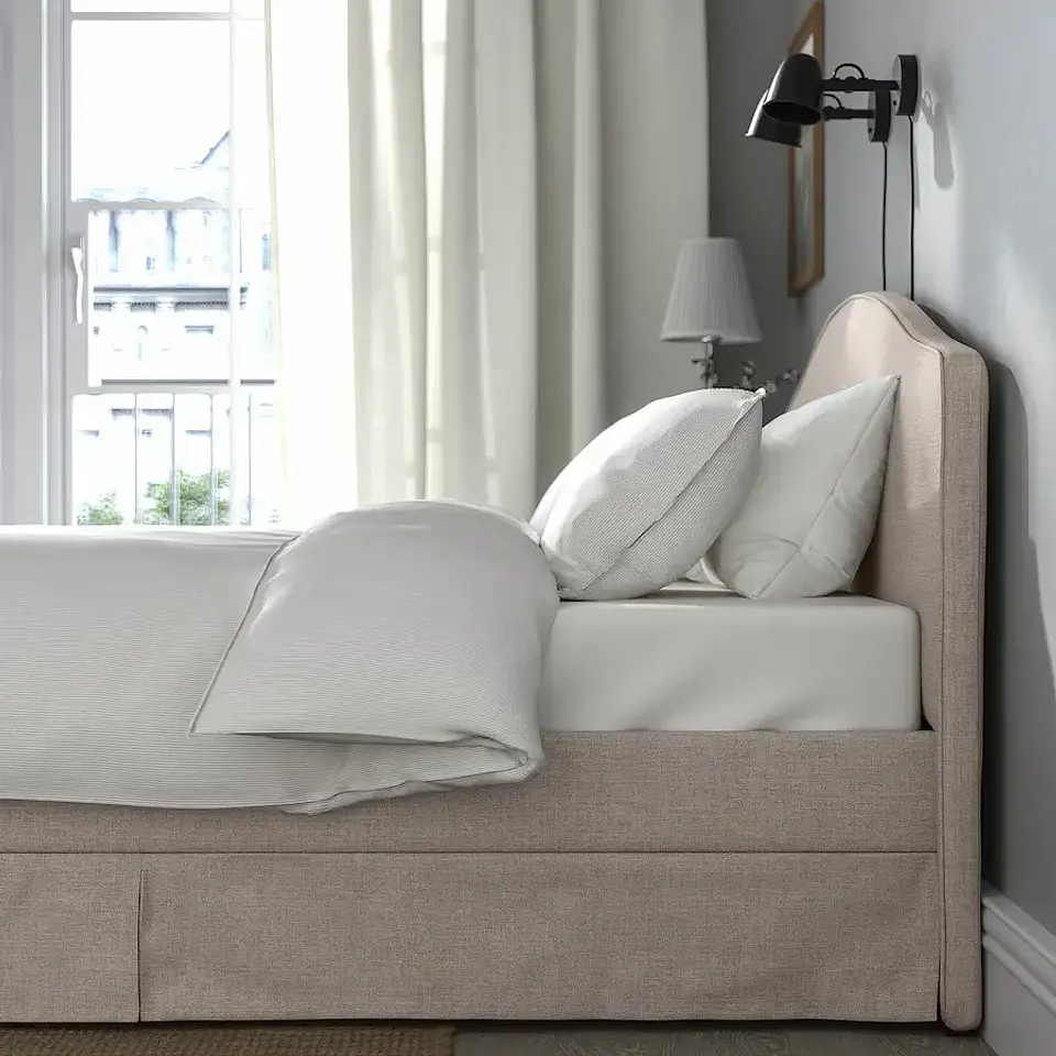 Upholstered bed, Kilanda beige RAMNEFJÄLL 3