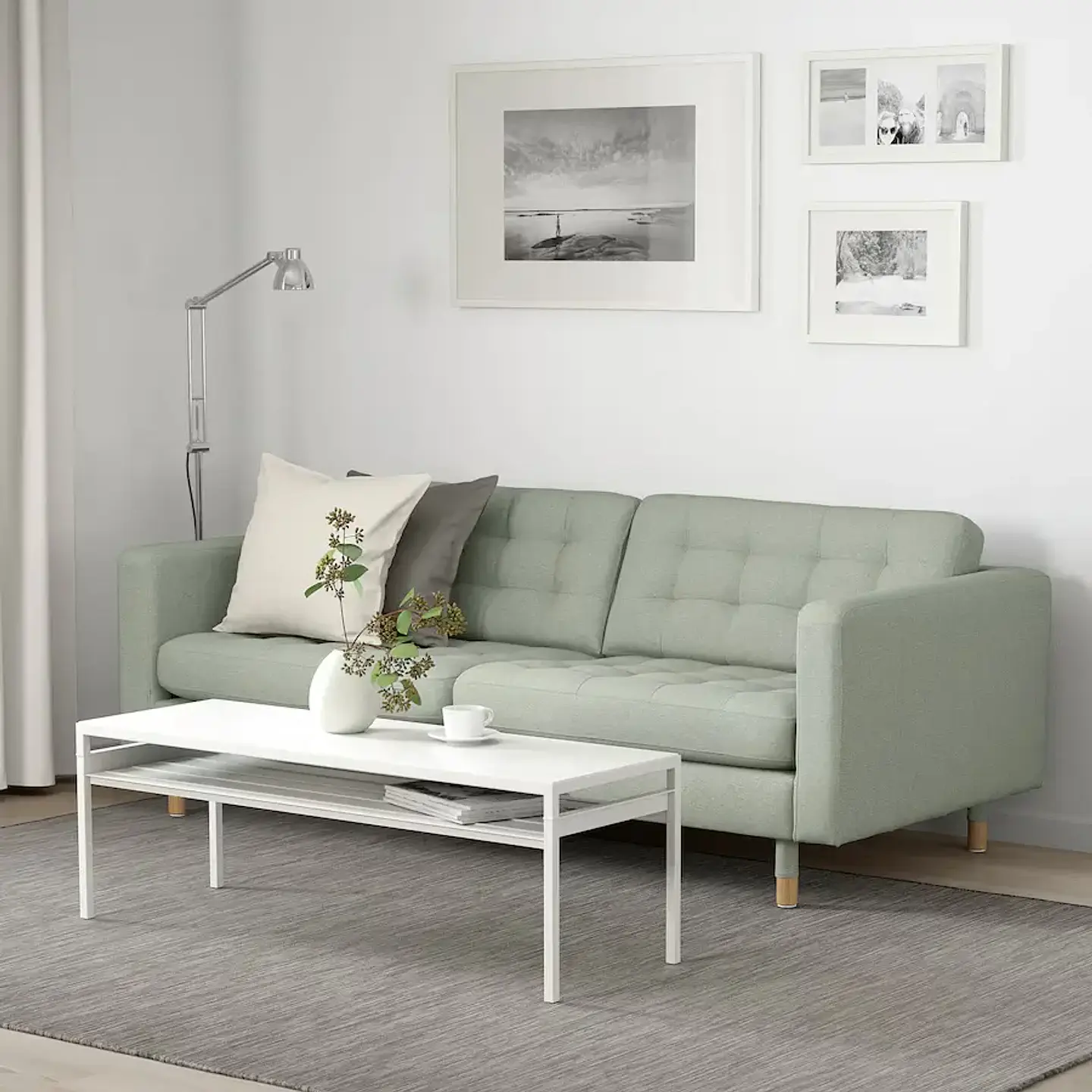 3-seater sofa, Gunnared greenish gray LANDSKRONA 2