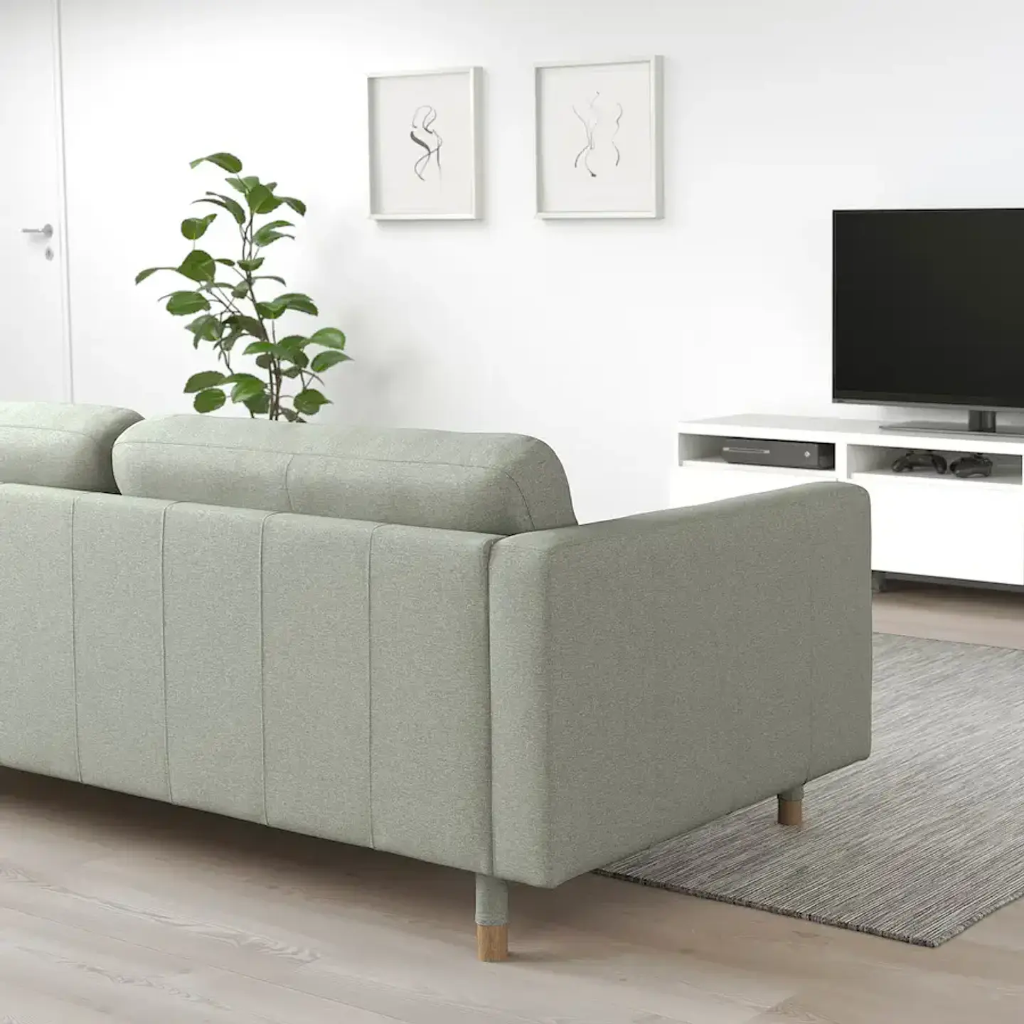 3-seater sofa, Gunnared greenish gray LANDSKRONA 3