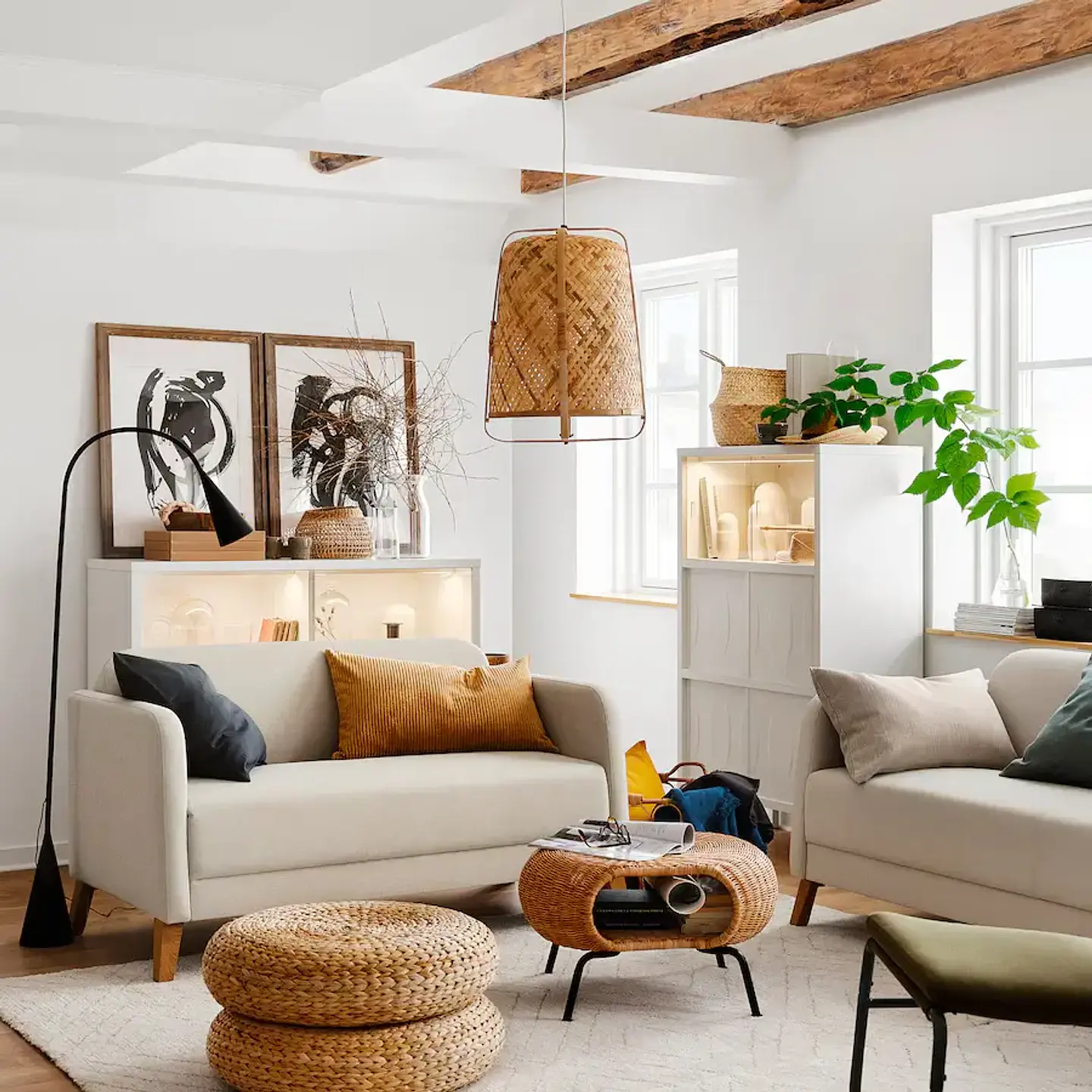 2-seater sofa, Vissle beige LINANÄS 2