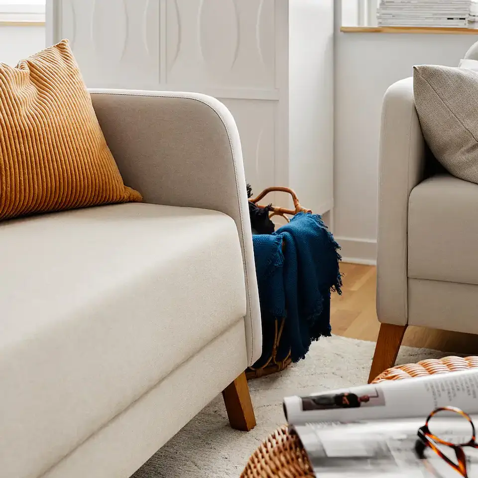 2-seater sofa, Vissle beige LINANÄS 3