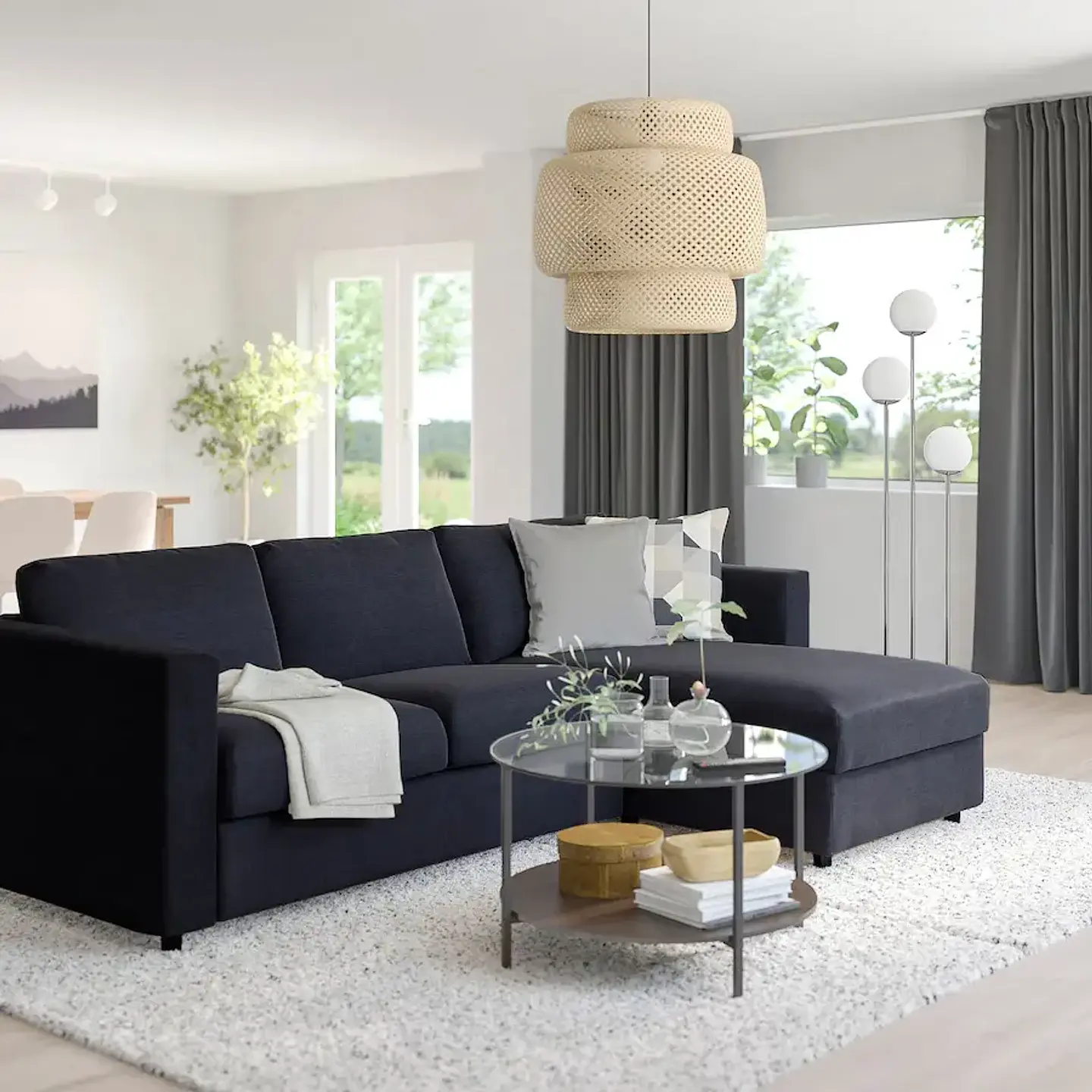3-seater sectional sofa, Saxemara petrol VIMLE 2