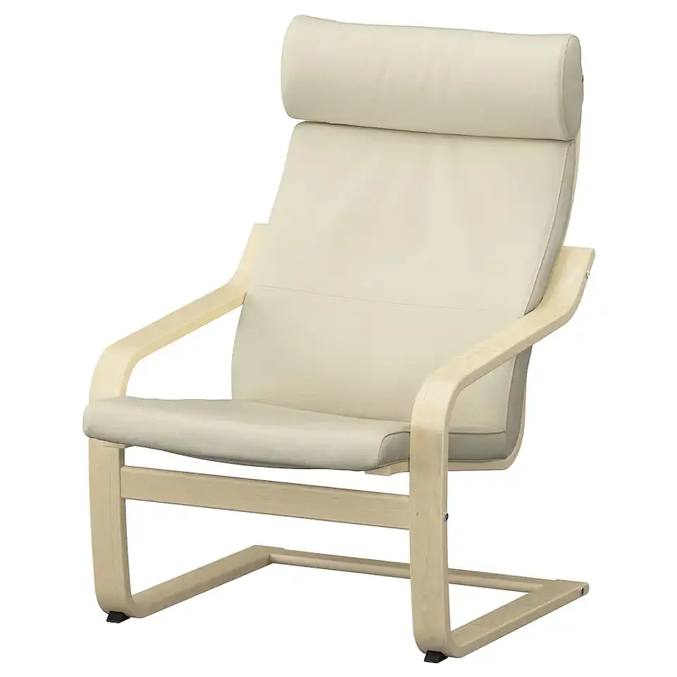 Seat, birch veneer/Glose green/beige POÄNG 1