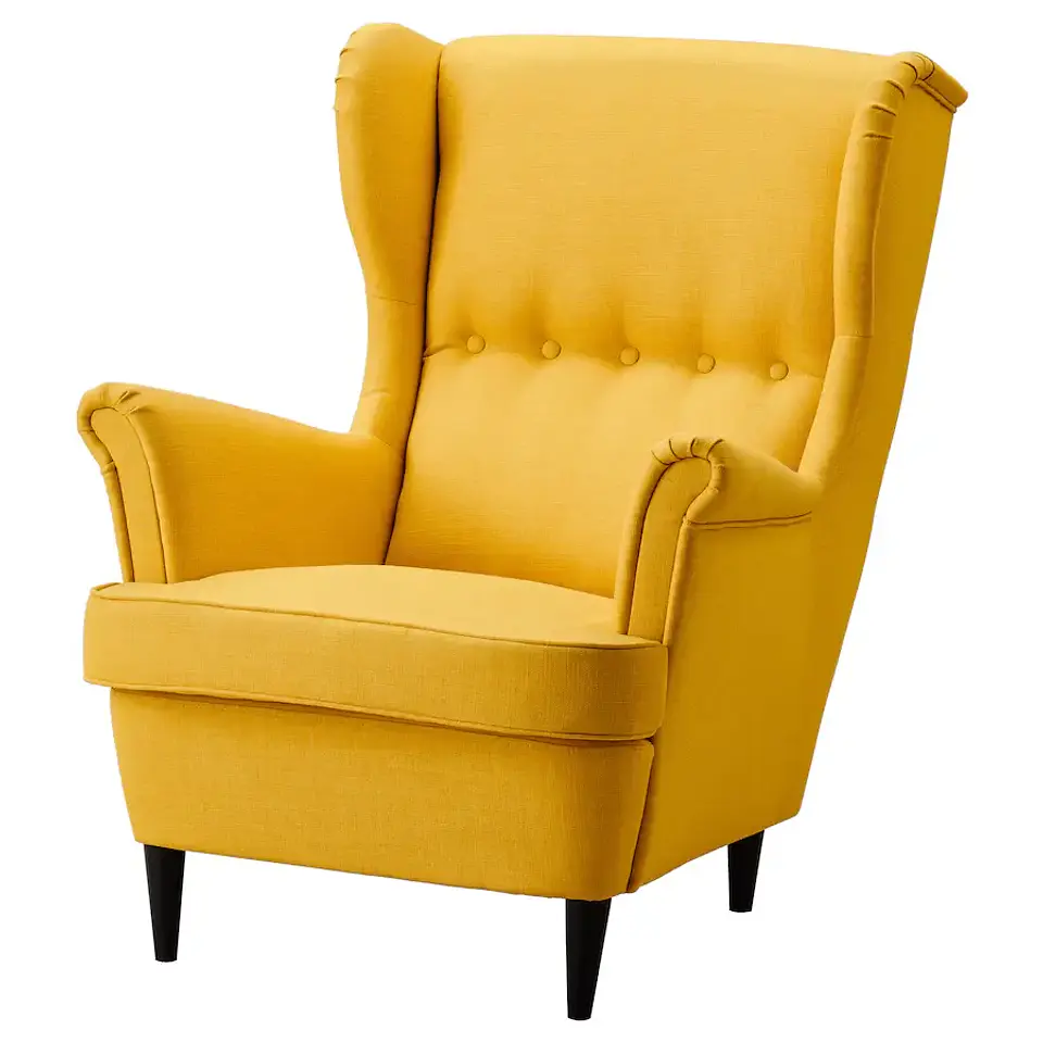 High-back armchair, Skiftebo yellow STRANDMON 1