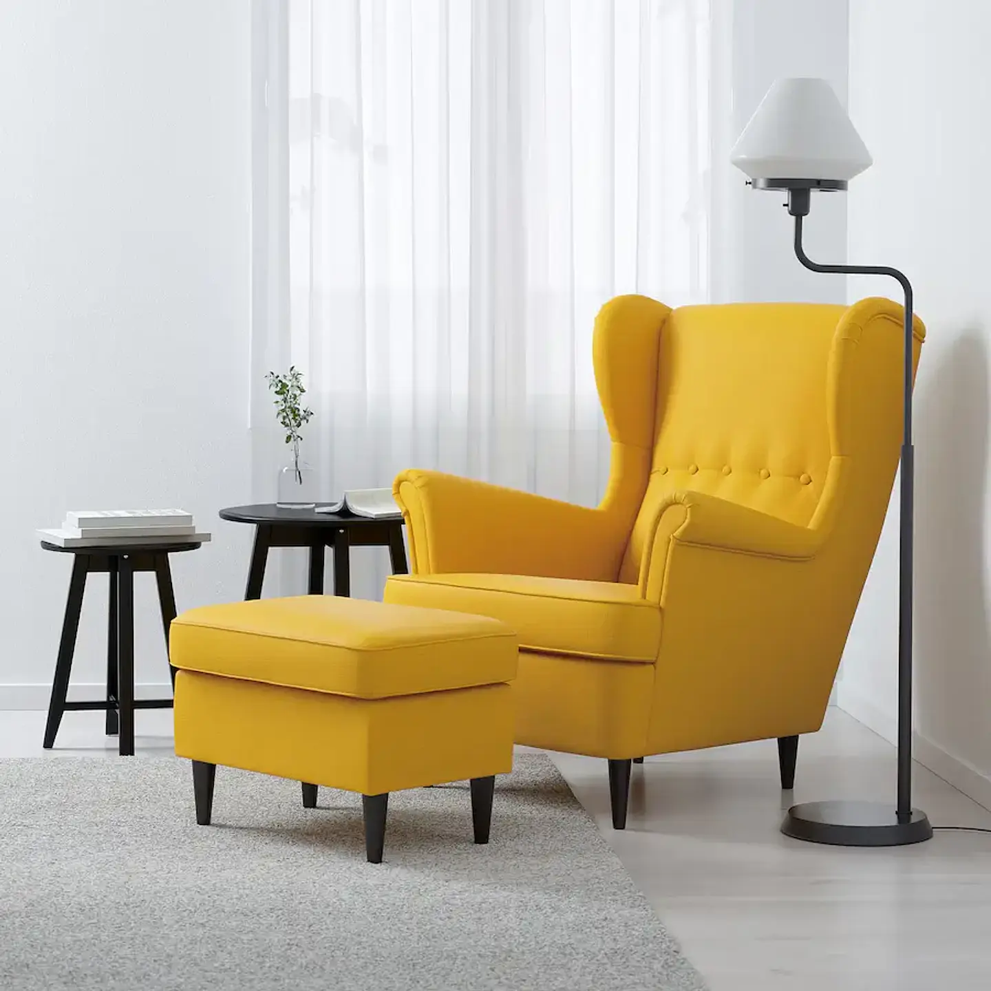 High-back armchair, Skiftebo yellow STRANDMON 2